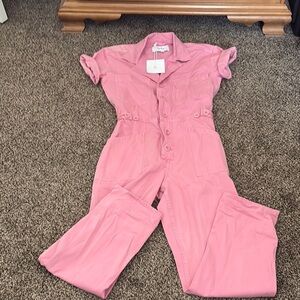 Pistols Pink Distressed Jumpsuit